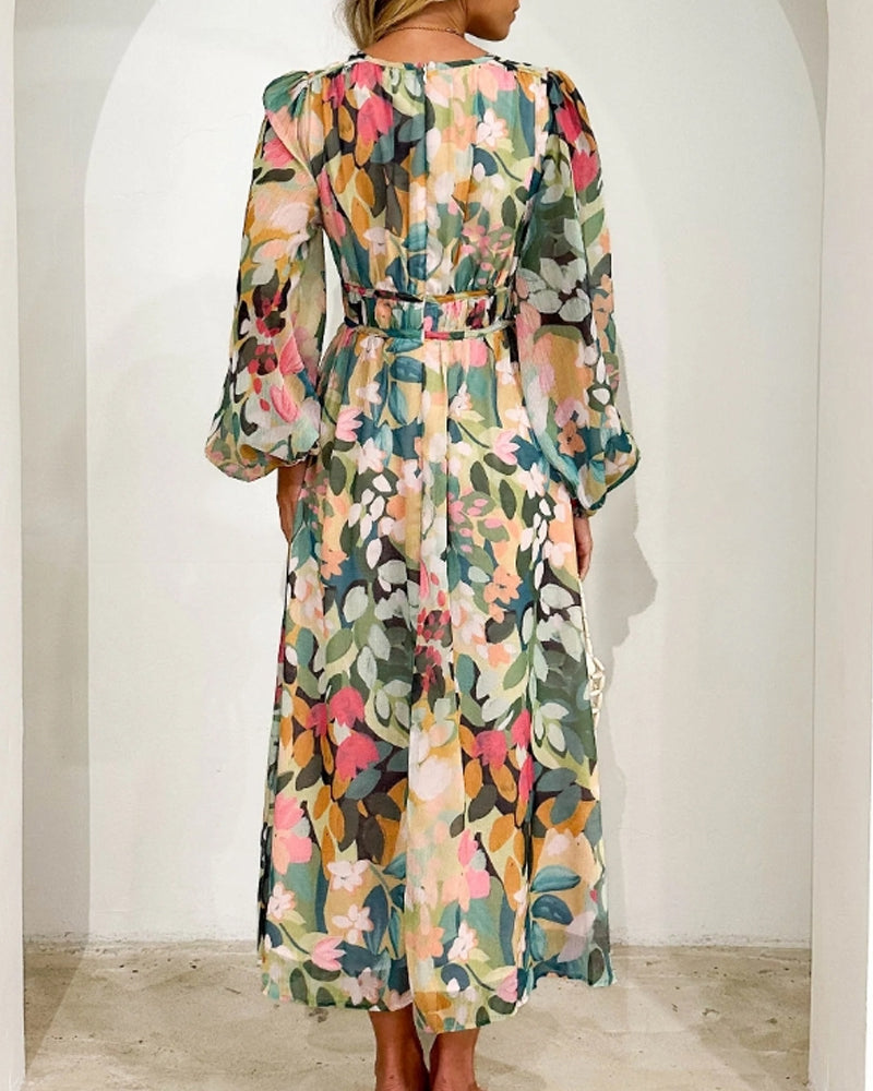 Christel™ | Elegante Bloemenprint Jurk