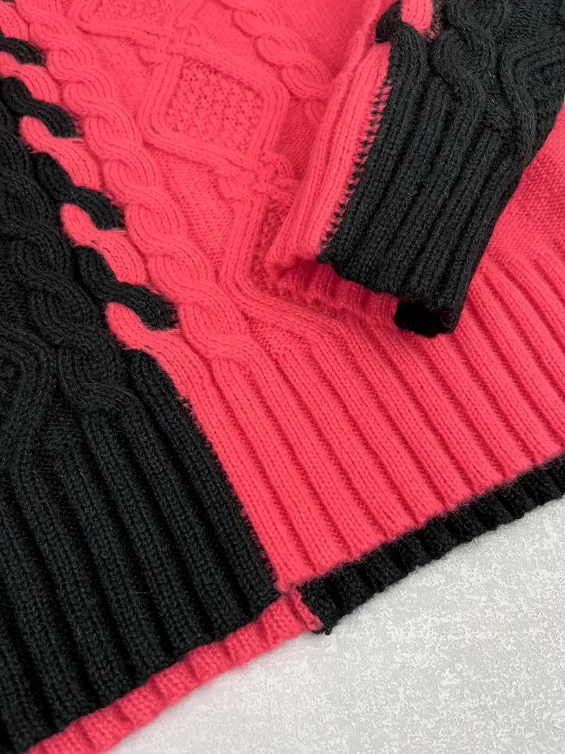 Leovia™ | Elegante Gebreide Pullover met Strepen en Hoge Kraag
