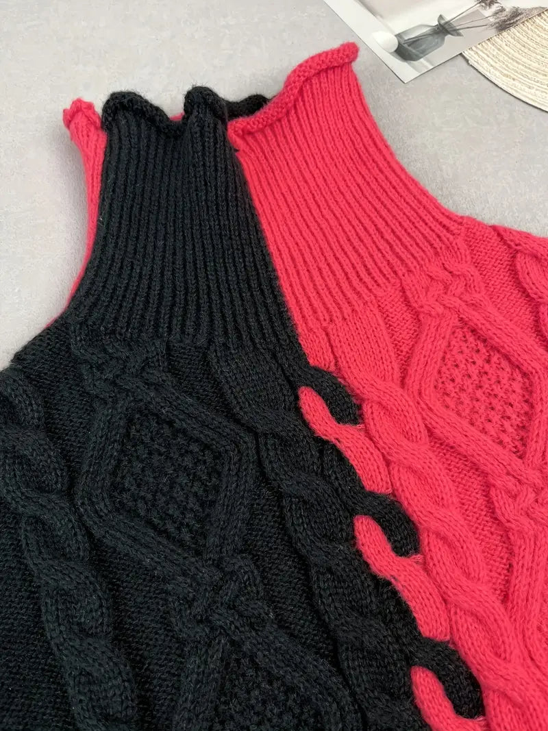 Leovia™ | Elegante Gebreide Pullover met Strepen en Hoge Kraag