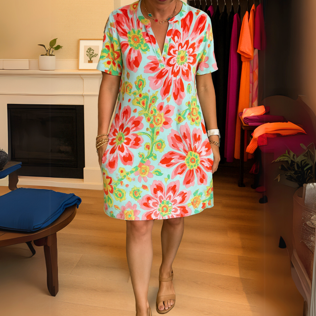 Lisette™ | Print jurk met V-hals