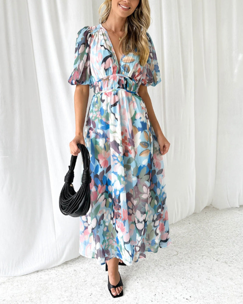 Christel™ | Elegante Bloemenprint Jurk