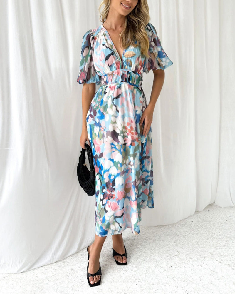 Christel™ | Elegante Bloemenprint Jurk