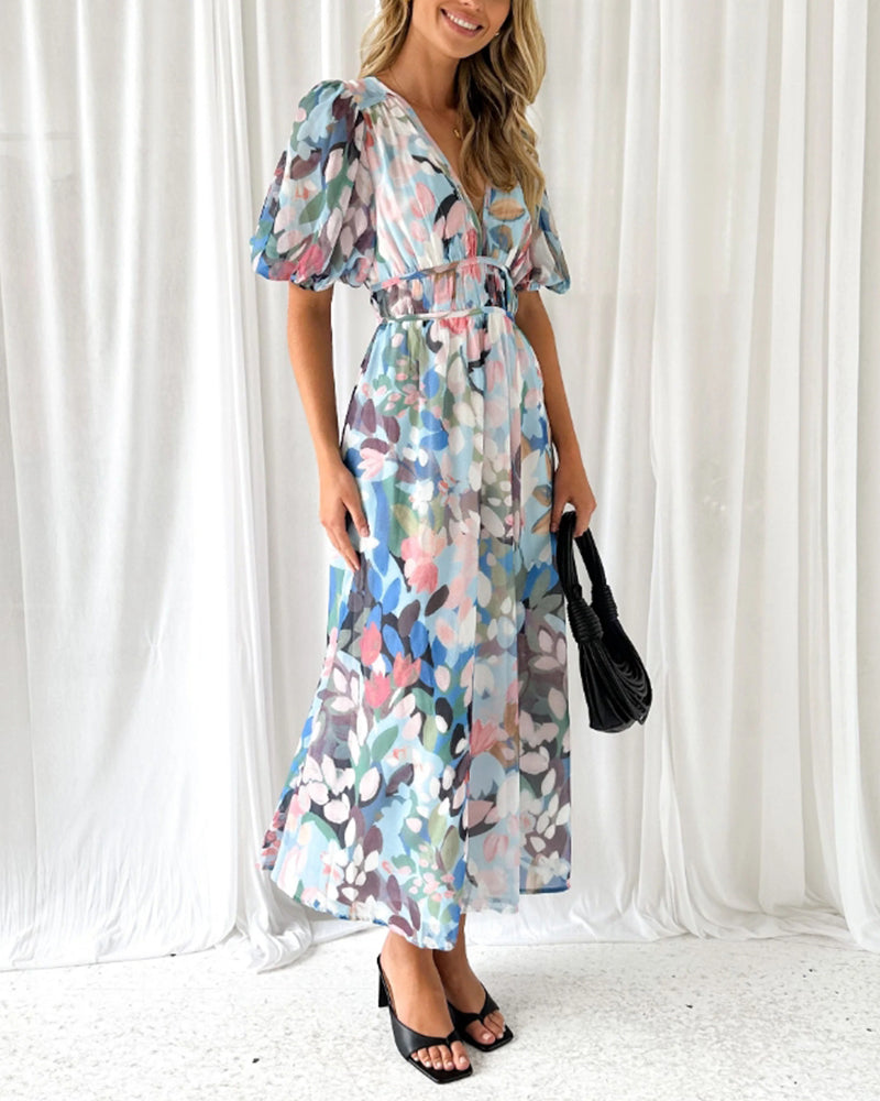 Christel™ | Elegante Bloemenprint Jurk