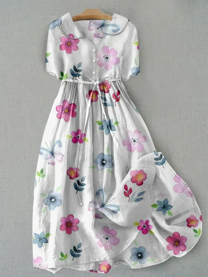 Mia™ | Trendy bloemenjurk met strikceintuur