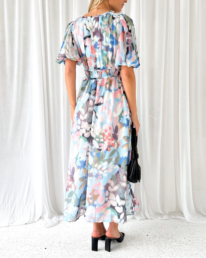 Christel™ | Elegante Bloemenprint Jurk