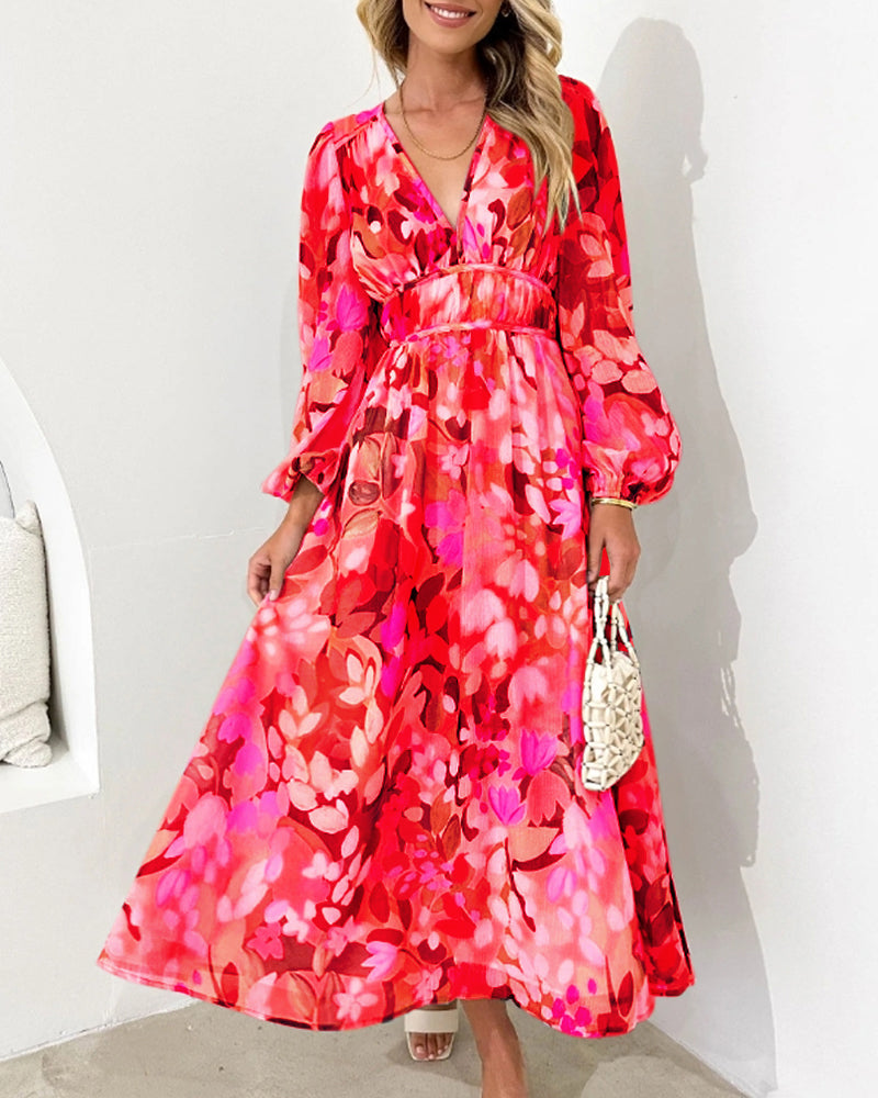 Christel™ | Elegante Bloemenprint Jurk