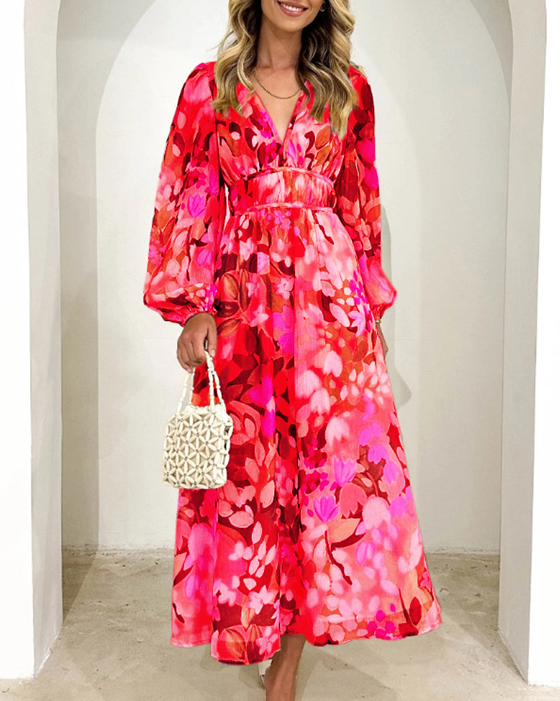 Christel™ | Elegante Bloemenprint Jurk