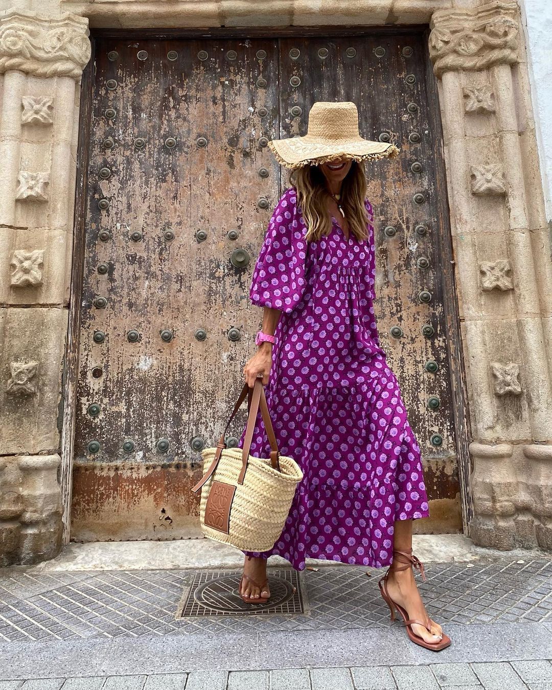 Maya™ | Lange violette jurk met bloemprint
