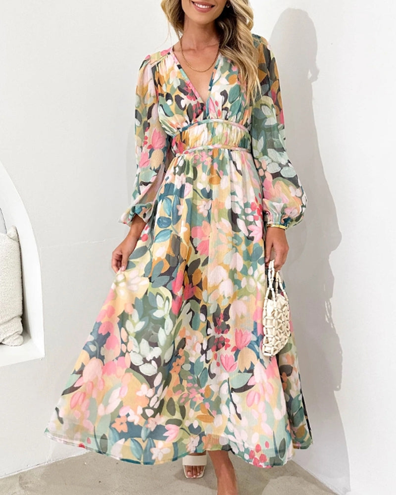 Christel™ | Elegante Bloemenprint Jurk