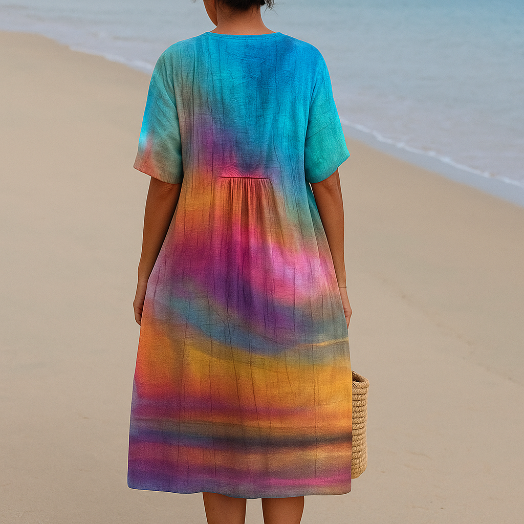 Sara™ | Tie-dye zonsondergang jurk