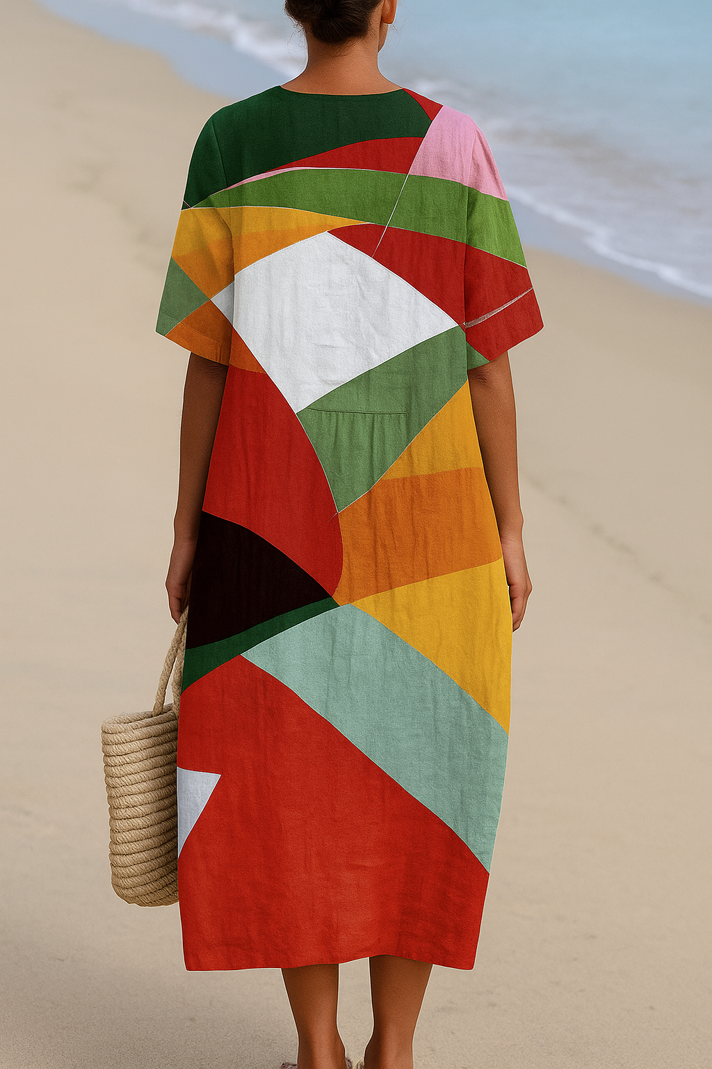 Solène™ | Multicolour patchwork jurk