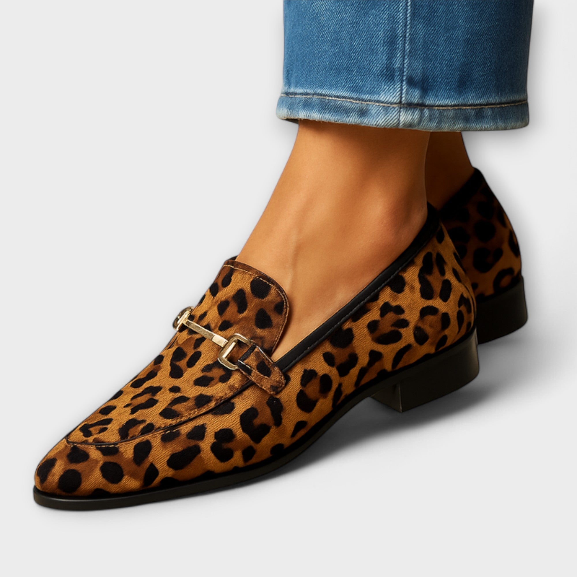 Renske™ | Bedrukte Mocassins met Siergesp