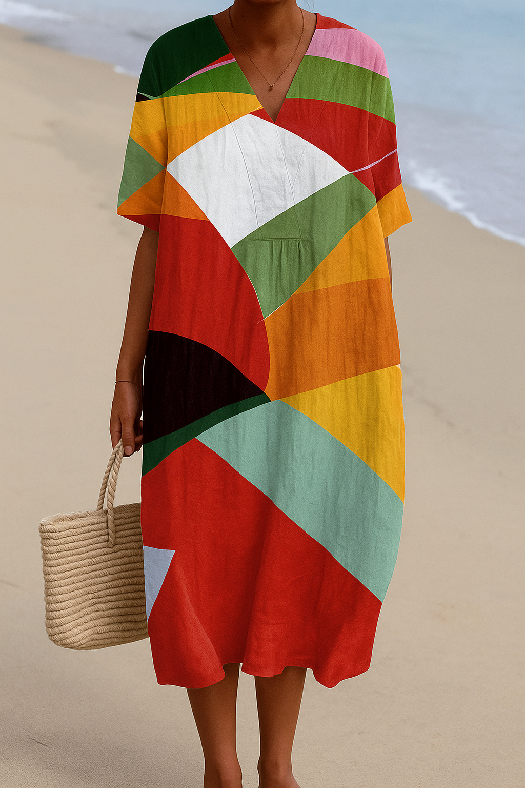 Solène™ | Multicolour patchwork jurk