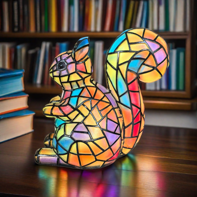 Pompon – Magische eekhoorn glaslamp met gekleurd glas