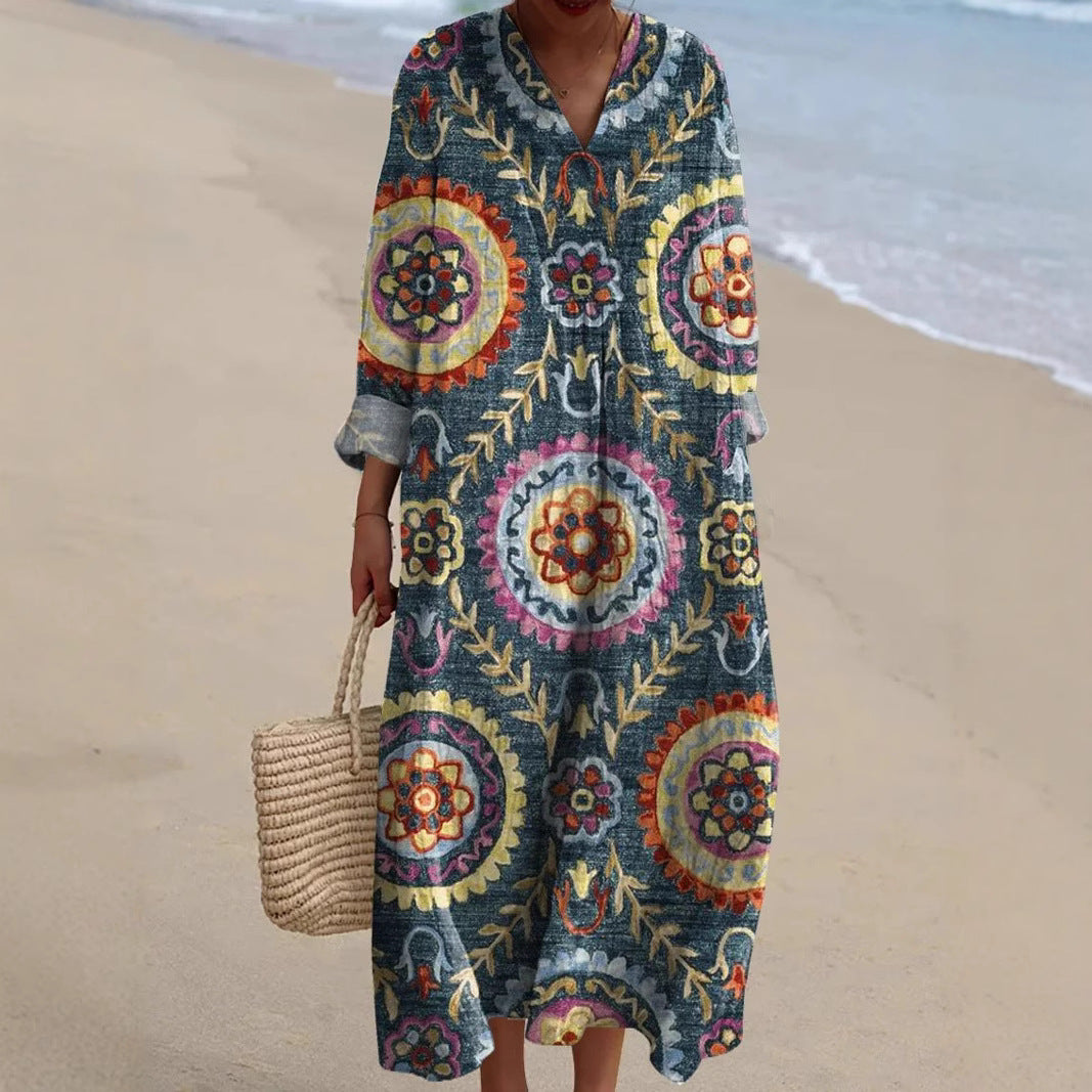 Marinella™ | Boheemse jurk met etnisch print