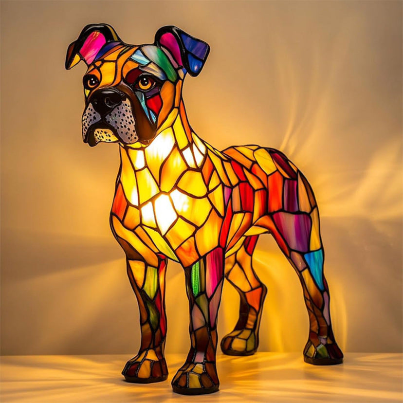 Bram – Magische hondenlamp van gekleurd glas