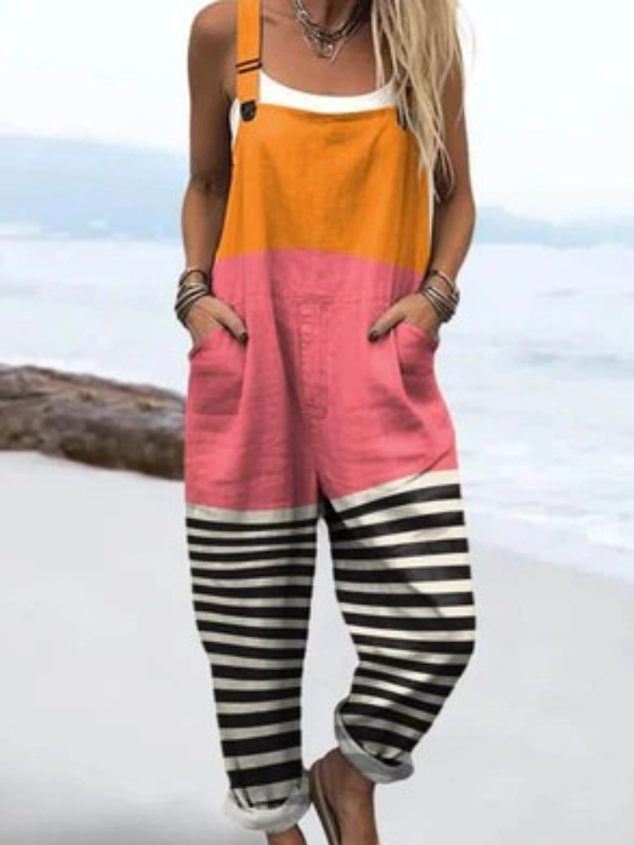 Maria™ | Gestreepte colorblock tuinbroek