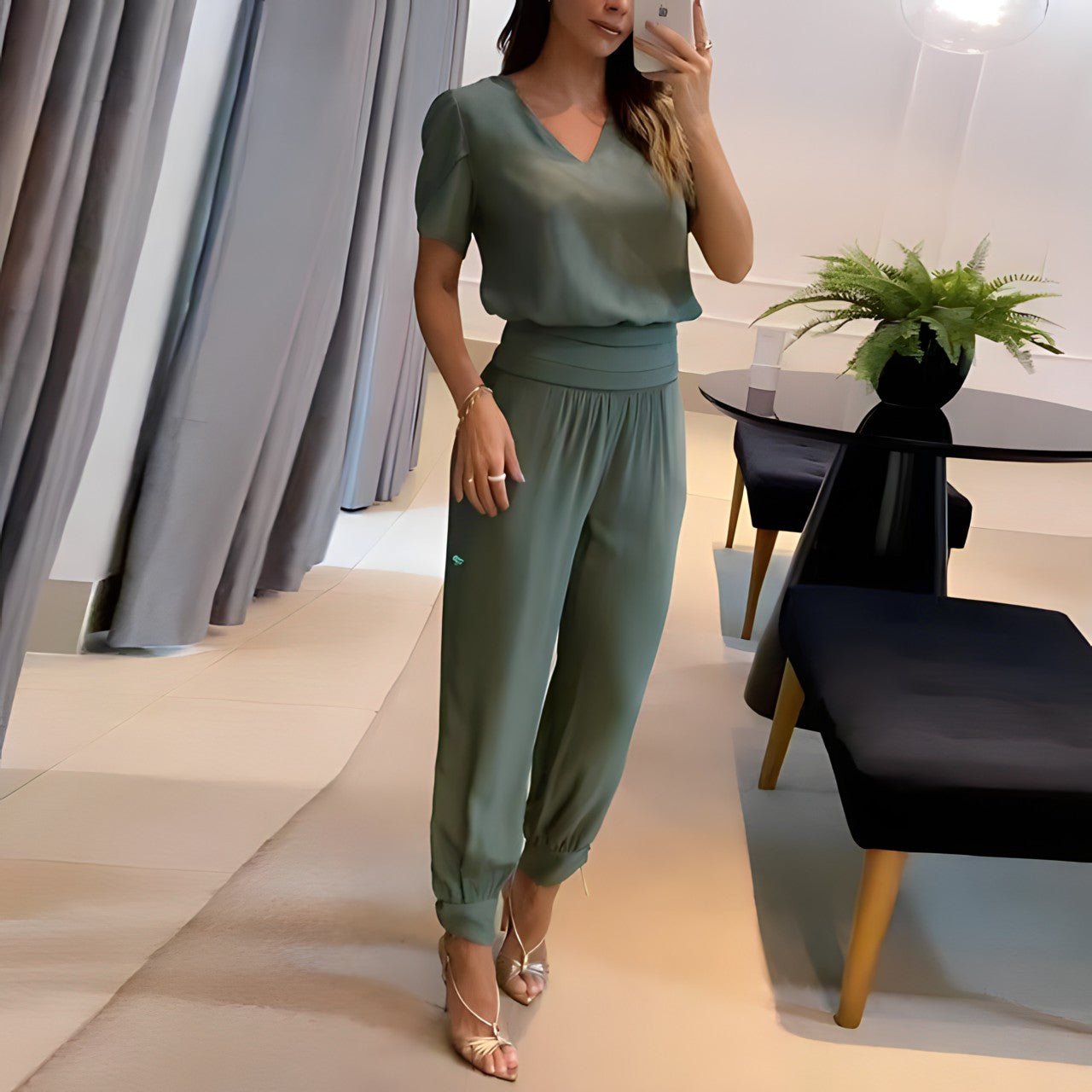 Alexandra™ | Trendy set met blouse en broek
