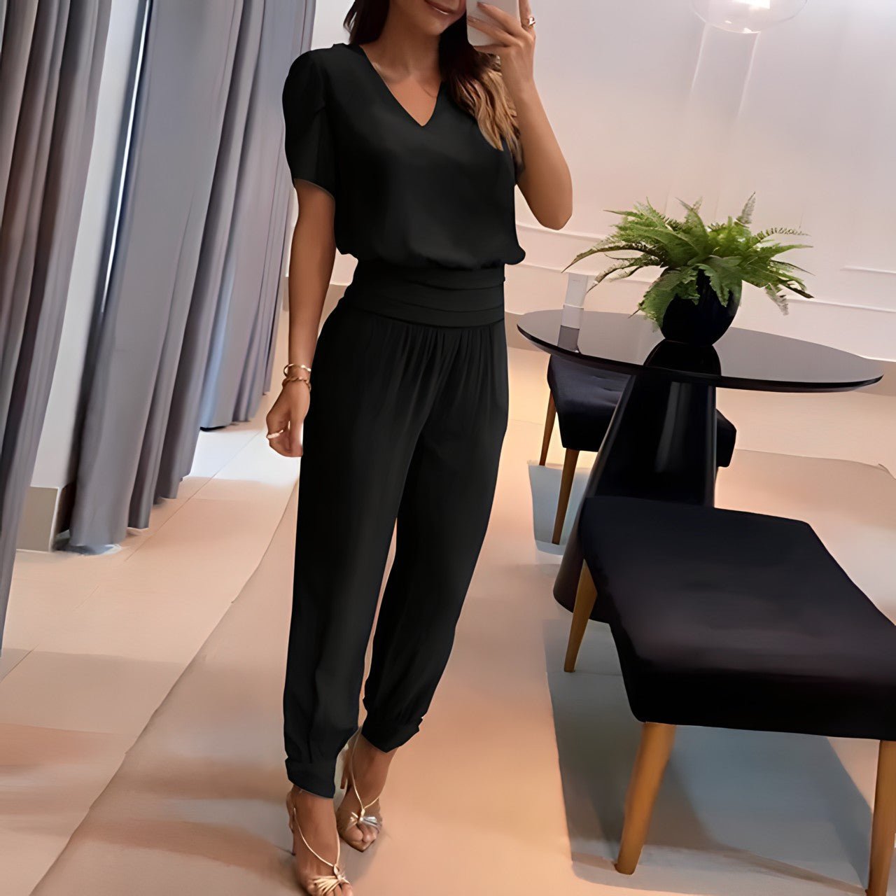Alexandra™ | Trendy set met blouse en broek