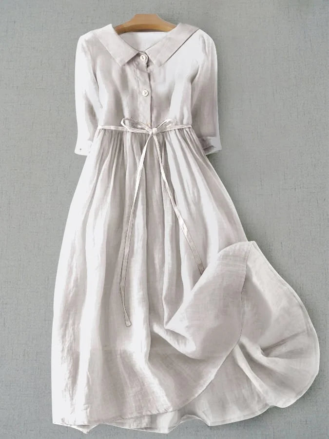 Tessa™ | Elegante jurk met korte mouwen en strikceintuur