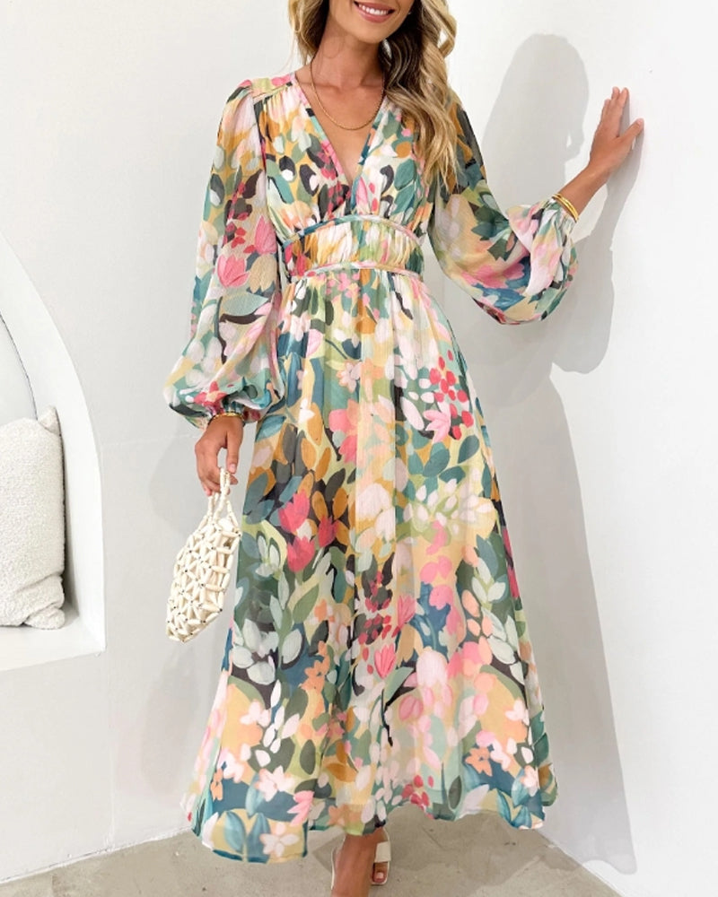 Christel™ | Elegante Bloemenprint Jurk